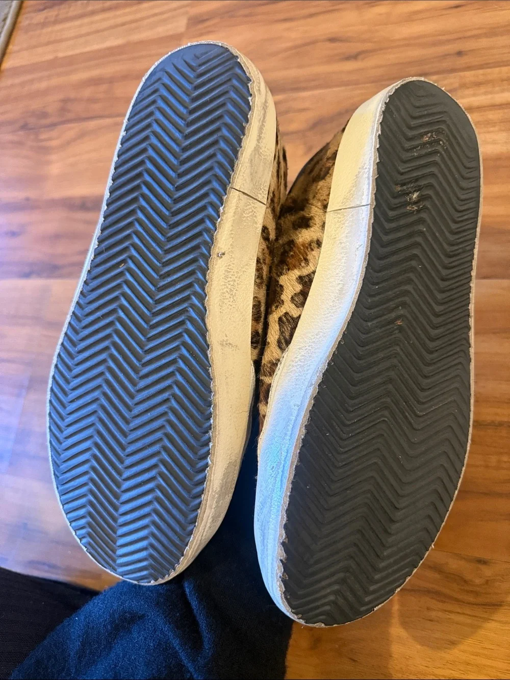 Golden Goose Leopard Sneakers with Blue Heel - GGDB Tag Visible - size 9